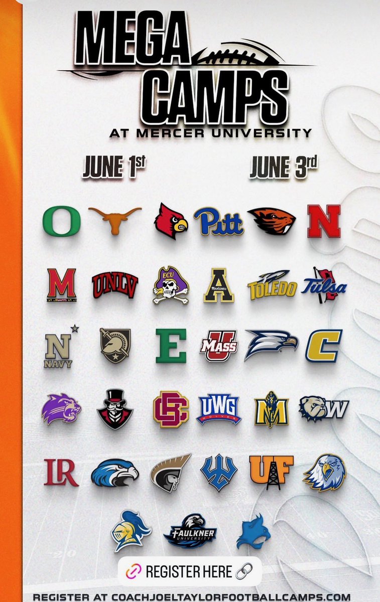 XavierSanchez52's tweet photo. NEXT STOP: Mega Camp @ Mercer University — June 1st 🏈
Ready to compete, learn, and make every rep count. Looking forward to connecting with coaches and putting in work.
@MercerFootball 
@lawmakerbo 
@PlantCityFB 
@Coachwbbaker 
@PrepRedzone 
@H2_Recruiting 
@sixstarfootball https://t.co/3kwTuV1q8i