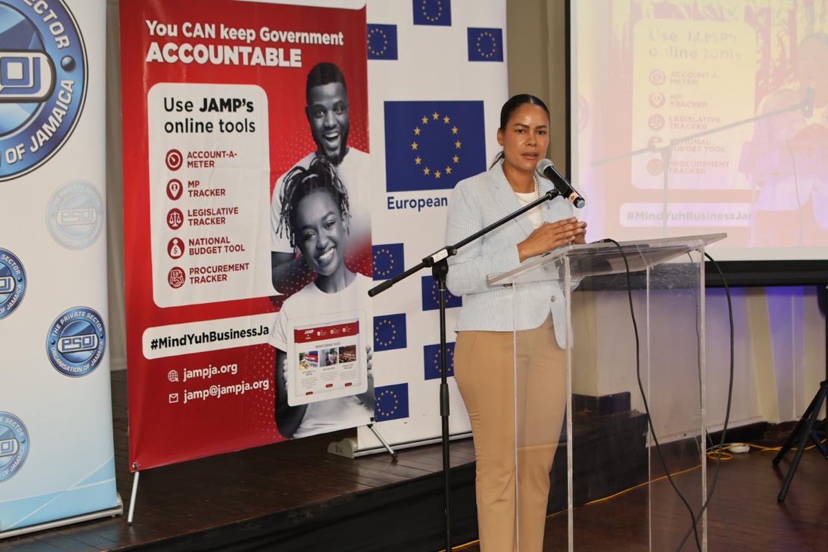 jamp_jamaica's tweet photo. Opening remarks from Gail Moss-Solomon,VP @thePSOJ. Strong governance is the foundation of economic growth - and tools like JAMPs trackers are an objective way to measure progress and enable debate for sustainable economic &amp; social change #MindYuhBusinessJa https://t.co/oyNAXEsp7f