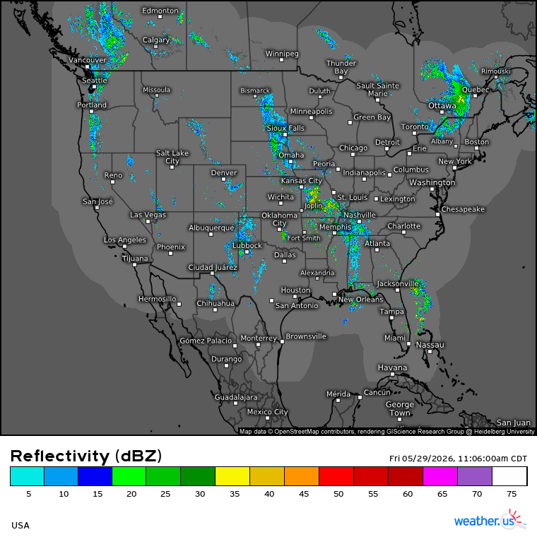 WeatherdotUS's tweet photo. Here's a look at the continental USA radar composite this noontime as heavy rainfall continues to be a topic in the Southeast while there is a risk of severe thunderstorms in West Texas:

https://t.co/XTpV7fwx9t

TT https://t.co/hCLZ8hpo0J