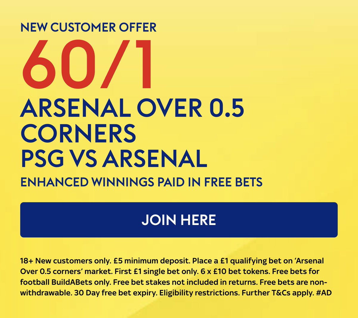 SquawkaBet's tweet photo. ARSENAL TO GET A CORNER: NOW 60/1 🤯

Join Sky Bet to claim: https://t.co/V4BZXfc2w1

18+ T&amp;Cs Apply GambleAware #Ad https://t.co/Jjw7IHRpI7