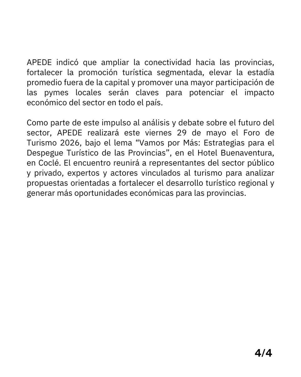 Apedeorg's tweet photo. El nuevo Informe Económico Ejecutivo Mensual de APEDE analiza cómo el sector turístico generó más de B/.6,500 millones en divisas y superó los niveles prepandemia, impulsando oportunidades para el empleo, la inversión y el desarrollo de las provincias. https://t.co/17spNXk2jA
