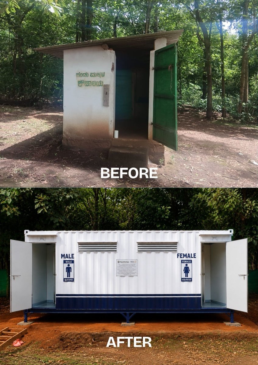 IAHVOfficial's tweet photo. At Malenadu High School in Karnataka, heavy rainfall and difficult terrain made conventional toilet construction challenging. IAHV, supported by @BlueYonder India, responded with a gen-next portable model — enabling faster deployment and safer sanitation access for students. https://t.co/HGSi4R7HWq
