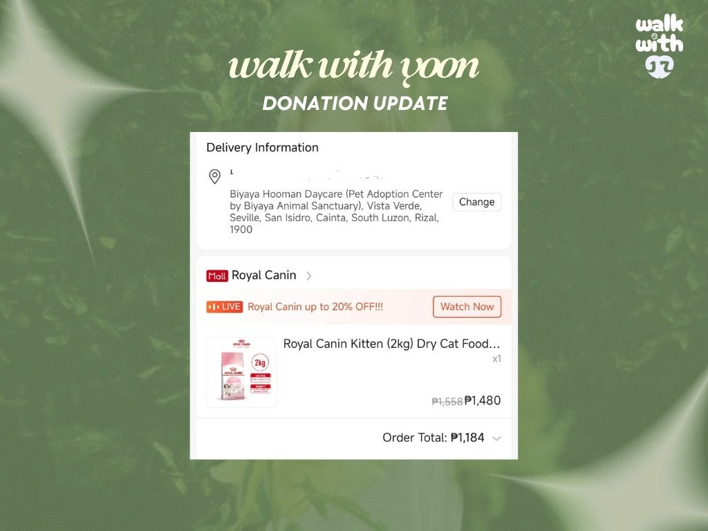 walkwith17's tweet photo. walk with yoon 👣🐾 

another purchase for the furry kids!
—kitten dry food (2kg)

thank you our lovely donors! 💚💚

we are still open for donations, visit: https://t.co/G7vDyUstlr

#WalkWithYoon #정한 #JEONGHAN
#세븐틴 #SEVENTEEN #SVT https://t.co/Yj5sRiHu3K