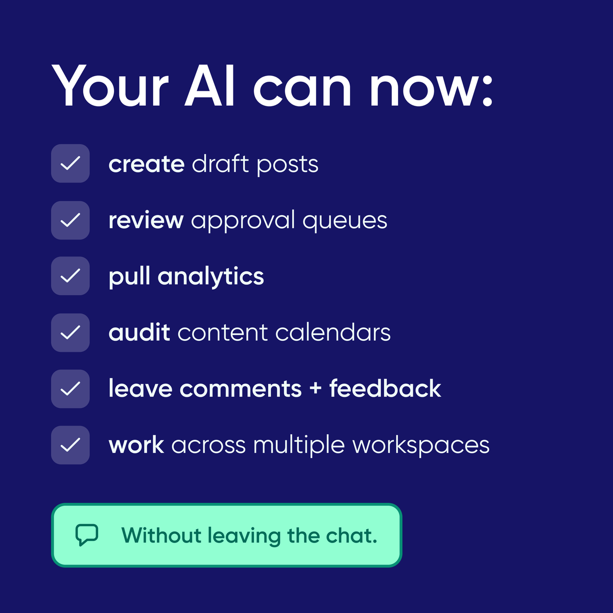 PlanableApp's tweet photo. AI is already part of many content workflows.

But there’s still a gap between your AI tool and where the actual work happens.

Your content calendar.
Your drafts.
Your approvals.
Your analytics.
Your client feedback.

That’s why we built the Planable MCP connector.

It connects Claude, ChatGPT, and Gemini directly to your Planable workspace, so your AI can work with your actual content workflow, not just whatever context you paste into a prompt.

Create draft posts. Review approval queues. Pull analytics. Audit content calendars. Work across multiple workspaces.

And no, it doesn’t bypass approvals.

Everything still goes through your normal workflow.
AI can help move work forward, but your team stays in control of what gets published.

The most exciting part for us isn’t that AI can write a post.

It’s that it can finally work with the same content, workflows, and data your team already uses every day.

Read more about Planable MCP here: https://t.co/CEPWXyn6VG