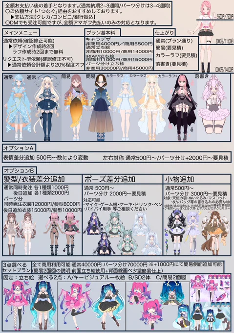 現在着手進行中1件のみのためお支払い後即着手可能です 水着や浴衣などの季節者はもちろん、衣装デザインのみや新規立ち絵なども対応可能です! お見積り無料、ご依頼に至らなくても問題ございません 是非一度お目通し頂けましたら光栄です #有償依頼 #イラスト依頼 #OC