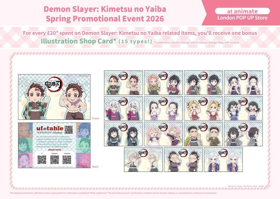 animate_LDN's tweet photo. #DemonSlayer SPRING FAIR 2026 has been confirmed!

Adoreble merchandise from #ufotable has assembled at #animate , so make sure to stop by and get yours today♪

Promotion Period:4-26 July 2026
Location:animate London POP UP Store

Check the POP for more details https://t.co/xrqSMnxiEZ