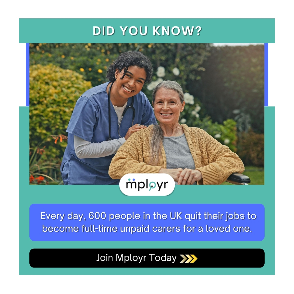 mployr_'s tweet photo. Did you know that's over 200,000 people every single year?

No salary. No pension. No days off.
Just love and sacrifice — quietly holding UK home care together.

Share this if you know someone who gave up everything to care for another. ❤️

#HomeCareUK #UnpaidCarers #UK #Mployr https://t.co/D56jgZk1qb
