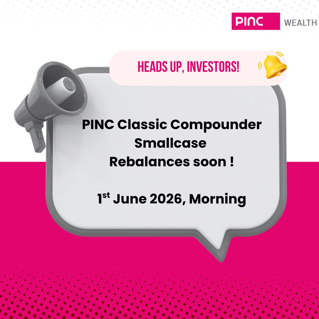 PincWealth's tweet photo. 𝗦𝗼𝗺𝗲𝘁𝗵𝗶𝗻𝗴 𝗶𝗺𝗽𝗼𝗿𝘁𝗮𝗻𝘁 𝗶𝘀 𝗰𝗼𝗺𝗶𝗻𝗴. 👀

The PINC Classic Compounder Smallcase rebalance goes live this Monday morning.

Markets don’t wait.
Neither should portfolio discipline.

Stay tuned!

@TiltQuest | @nid_rockz 

#PortfolioManagement #ThinkPINC https://t.co/IdVbElv5NV