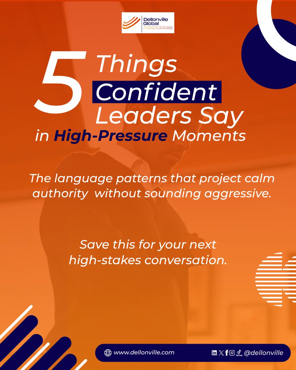 DellonV_'s tweet photo. Leadership is emotional regulation. When things get chaotic, your team doesn't just look at what you do—they listen to how you speak.

​Swipe through for 5 phrases that project calm authority without sounding aggressive. 🚀
​#BehavioralLeadership #CorporateCulture #Management https://t.co/sjjGEkK488