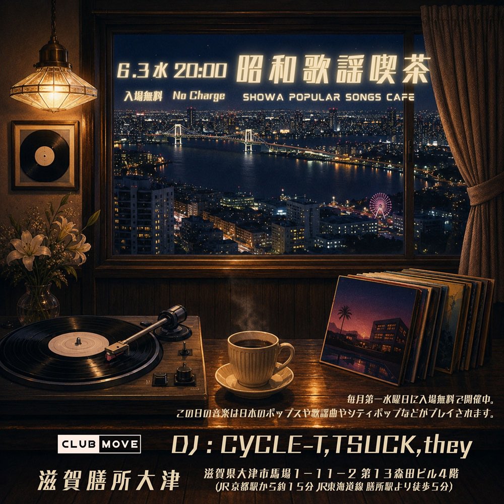 毎月第一水曜日に開催中。 この日の音楽は日本のPopsやCity Popなどが