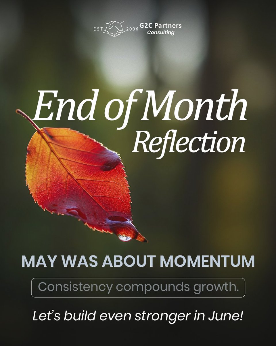 G2CPartners's tweet photo. May was about building progress, not shortcuts. 💼

Consistency compounds growth, and every small improvement adds up.

Now it’s time to take that momentum into June, smarter, stronger, and more intentional. 🚀

👉 How will you level up this month?

#G2CPartners #BusinessGrowth https://t.co/JtW5VYGFr6