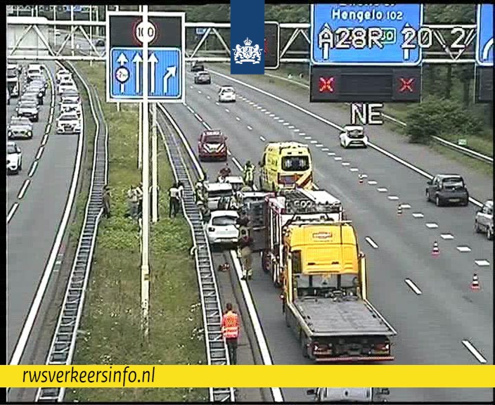 Verkeersongeval op de A28 bij Leusden