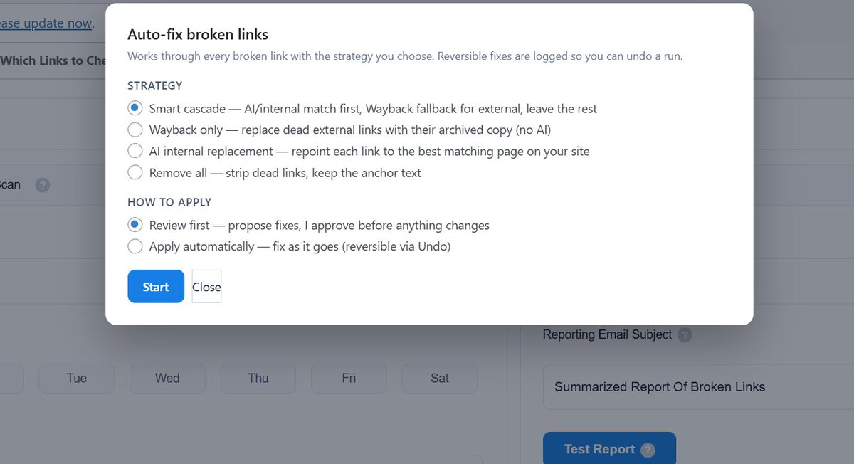 linkilo1's tweet photo. Linkilo v2.8 is COMING SOON! — and the Broken Links checker is going to be a fix tool, not just a finder. 

Find → prioritize → fix, without leaving WordPress:

🔍 Scans links, images, and embedded videos — with a confirm-retry that kills the usual false positives
📊 Sorts broken links by the page's Search Console traffic, so you fix the costly ones first
🛠️ One-click Fix panel: live internal swap, content search, 301, Wayback fallback, or remove-and-keep-text
🤖 AI picks a real page from your site — it can't invent a URL, so a fix never 404s
⚡ Auto-Fix clears the whole list — review first or auto-apply, with one-click undo
📬 Email reports built in — no SMTP plugin required

The detection you already trust, plus the entire fixing half nobody else automates.