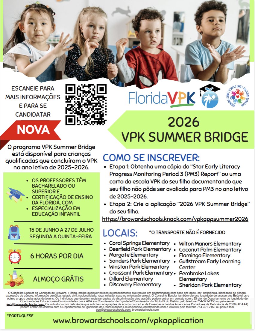 RoyalPalmBCPS's tweet photo. Applications are open for the 2026 VPK Summer Bridge program — FREE summer learning for eligible students who completed VPK in 2025/26. Apply today at https://t.co/gGZFVLjiHY https://t.co/M1WqhLYXpe