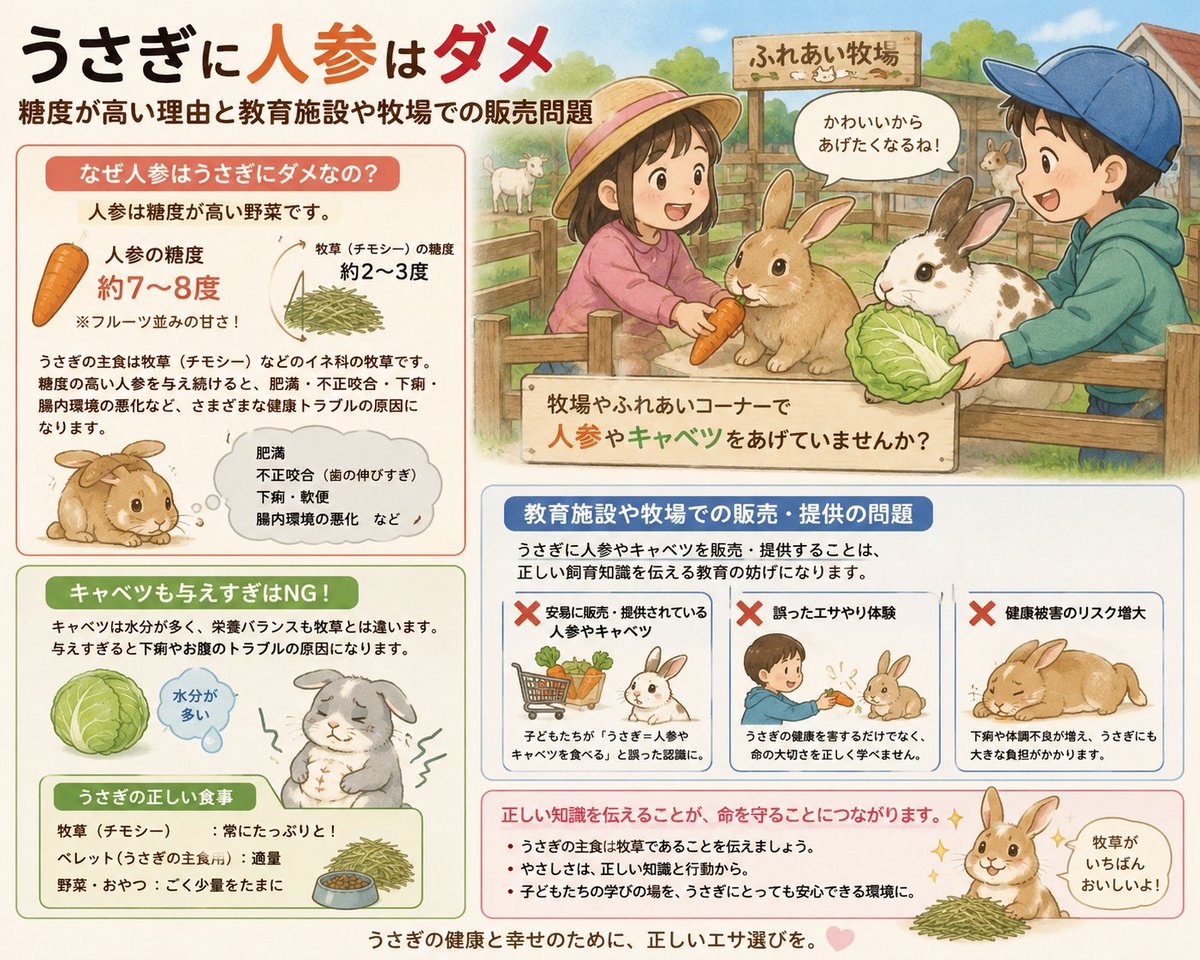 bunnyintokyo's tweet photo. https://t.co/nLFxwCdXhO 
うさぎに人参はダメ：糖度が高い理由と動物施設や牧場での販売問題 　　#うさぎ #rabbit #ハウスラビットソサエティ #bunny　＃ふれあい　＃ウサギ　＃牧場
@usako_haha
@HouseRabbit https://t.co/zDT3lkjlom