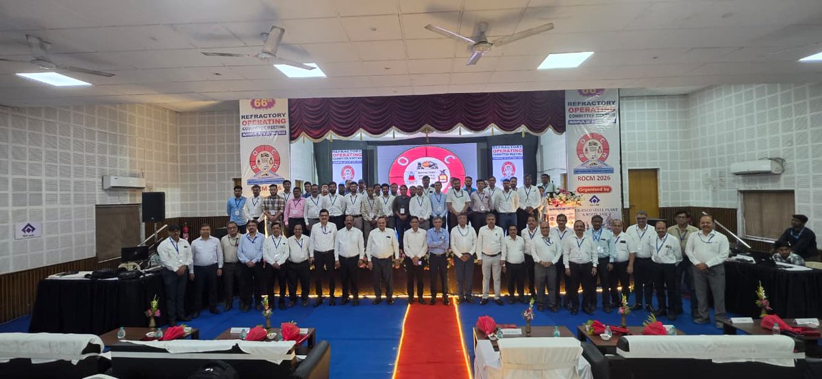 SAILranchi's tweet photo. The 66th ROCM was held at SAIL-ISP, Burnpur on 28–29 May 2026 on “Challenges &amp; Emerging Technologies in Refractory Practices for Reheating Furnaces.” Around 45 delegates from 8 SAIL and 5 non-SAIL units participated in technical and best-practice sessions. https://t.co/f8z3gD1kvg