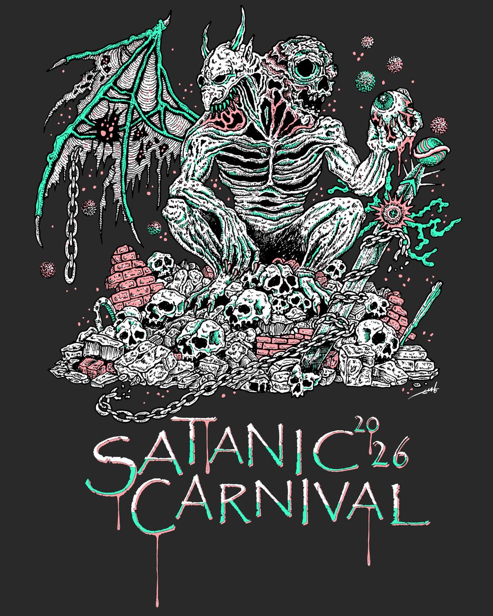 ENDstartfromend's tweet photo. SATANIC CARNIVAL 2026
T-shirts artwork by me💪
@SATANIC_ENT 

土曜日はライブペイントもやりますのでぜひふらりと遊びに来てくださいませ👽 https://t.co/wTjXgtMNWx