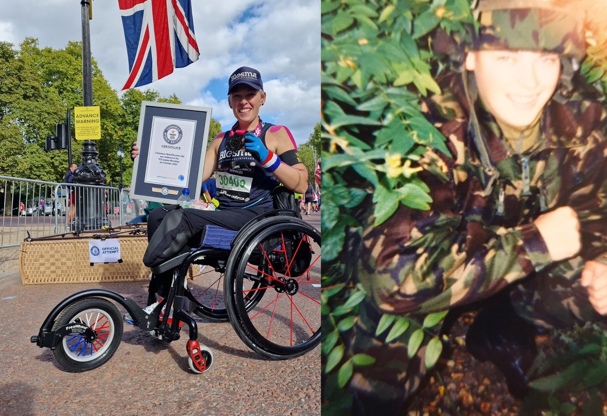 Blesma's tweet photo. Lexi served in the Royal Signals before a debilitating chronic pain condition led to her leg being amputated in 2019. Since then, she has set seven wheelchair endurance world records.

Next up? Alpe d'Huez. 13.8km. The day before the Tour de France.

"It's going to be really tough, but I'm hoping to complete it in about 2.5 hours."
Go on, Lexi. 💙