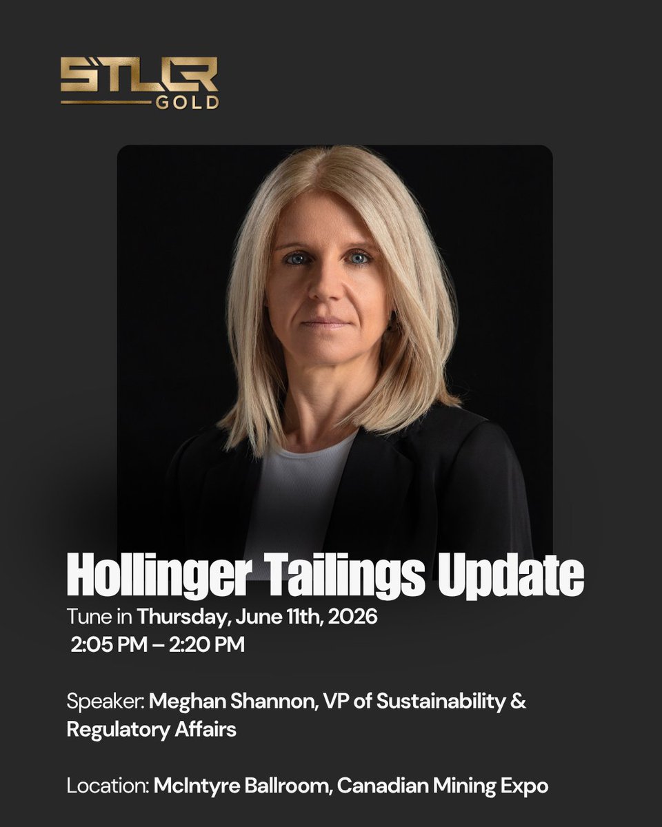 STLLRgold's tweet photo. At STLLR Gold, we’re focused on unlocking new value from historic assets while moving mining forward responsibly. Hear from our VP of Sustainability & Regulatory Affairs, Meghan Shannon, at the Projects in the Pipeline Conference during the Canadian Mining Expo.

🕑 2:05 PM – 2:20 PM
📍 Mcintyre Ballroom, Canadian Mining Expo, Timmins, ON

For those following ESG, reclamation, and the evolution of mining practices, this session will be worth attending.

🎟️ Reserve your spot for Projects in the Pipeline: https://t.co/07nAdpP4GP