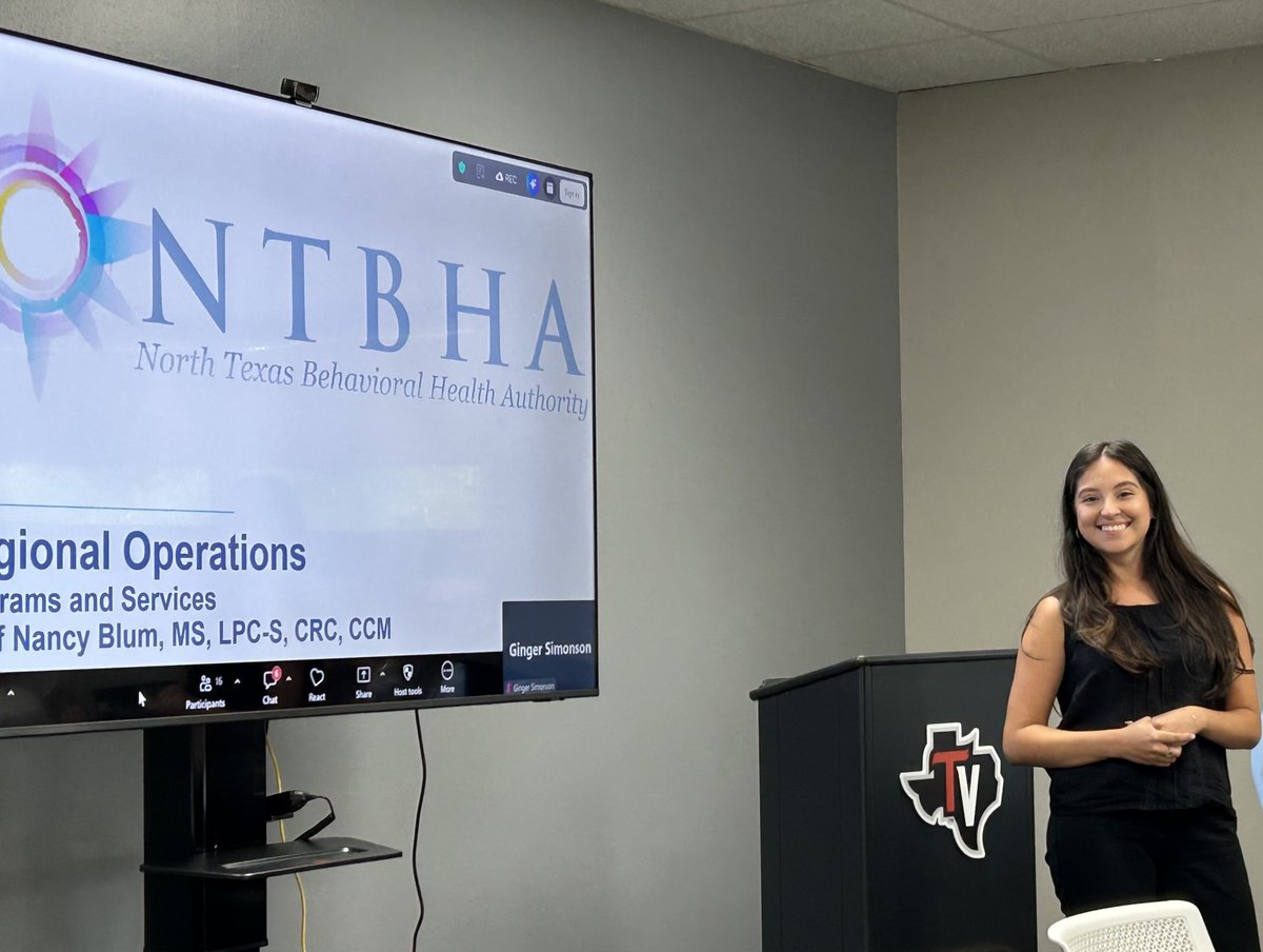 NTBHA6's tweet photo. Pam Corder leads the Kaufman County Resource Coalition. Wayne Vaughn, CEO-Lakes Regional Community Center, Paloma Leos-NTBHA Living Room and David Williams, NTBHA’s Director of Kaufman, Hunt, and Rockwall Counties gave information on behavioral health services in Kaufman County. https://t.co/2sUBV0n105