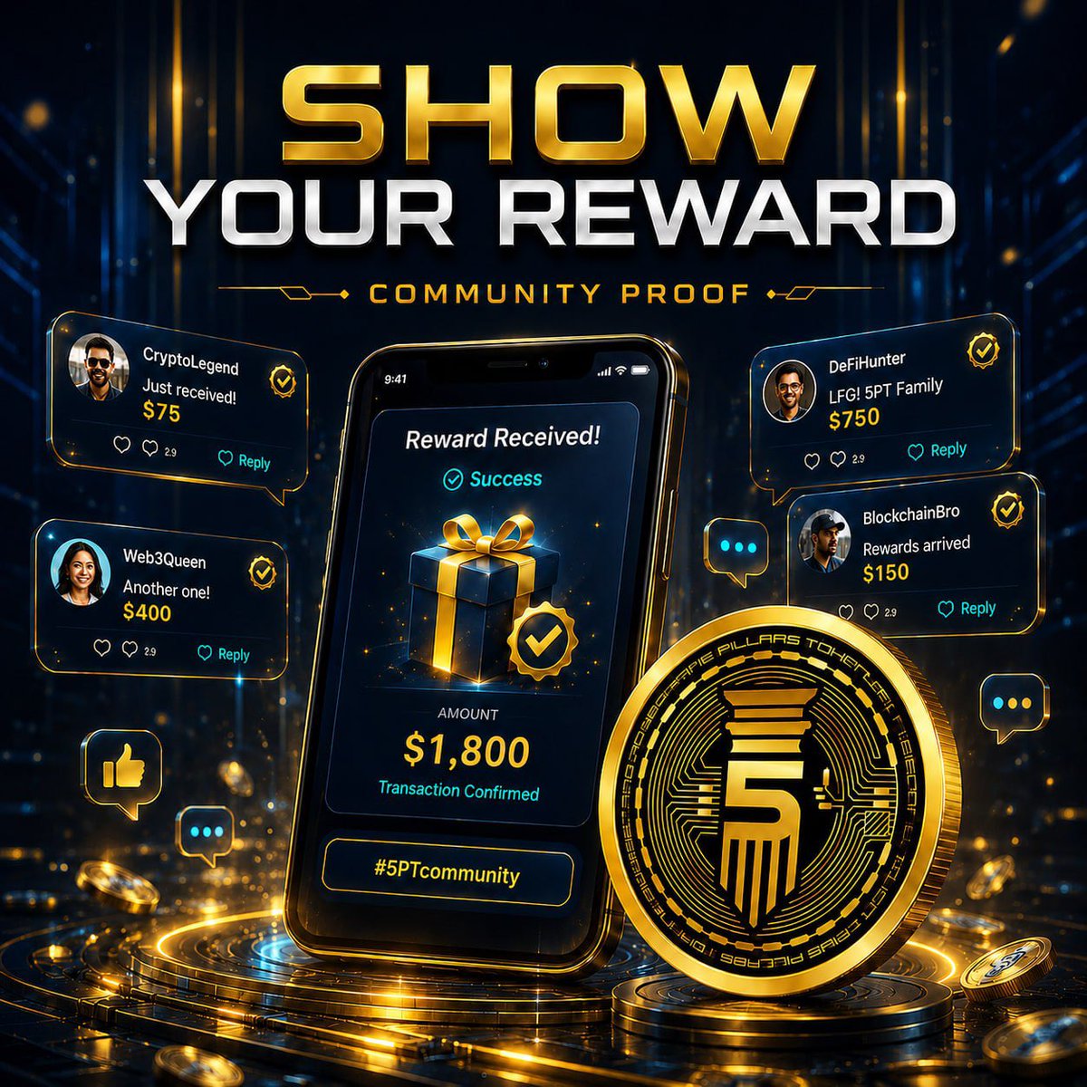 5PTtoken's tweet photo. 💰 5PT REWARDS RECEIVED? SHOW THE COMMUNITY 💰

Everyone who already received their Airdrop Rewards:
Show us your prize. 🫶

➖➖➖➖➖➖

Drop a screenshot, make some noise and let the community see it.

Every shared proof shows what 5PT stands for:
Promises kept.
Rewards delivered.
Community effort recognized.

➖➖➖➖➖➖

A big thank you to everyone who supported the event, completed the tasks, invited friends and stayed active until the end.
This community is what makes the 5PT ecosystem stronger.

🔥 Show your reward. Celebrate your win. Let the community feel the momentum.

#5PT #FivePillarsToken