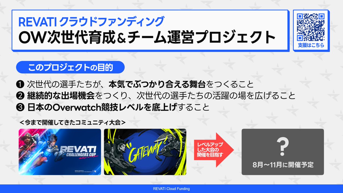 revati_jp's tweet photo. 【クラウドファンディング内容まとめ】
Overwatch競技シーンの発展を目指すREVATIに、是非ご支援をお願いいたします！

ファンDiscordサーバーは6月初週に公開予定！
【https://t.co/S5eSYKgDP1】