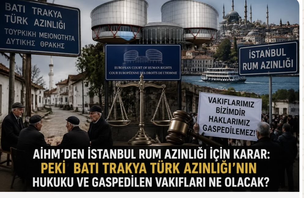 turkdegs's tweet photo. ‼️AİHM’den İstanbul Rum Azınlığı İçin Skandal Karar
⁉️Peki Batı Trakya Türk Azınlığı’nın Hukuku Ve Gasbedilen Vakıfları Ne Olacak?

📍Batı Trakya’daki Vakıflar (Evkaf) meselesi, Azınlığın en büyük kanayan yaralarından biridir ve İstanbul’daki kararla kıyaslandığında Atina’nın uyguladığı antidemokratik çifte standardı tüm çıplaklığıyla ortaya koymaktadır.👇

https://t.co/5wsbVUFSsO