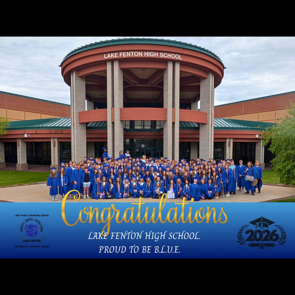 LFCSBlueDevils's tweet photo. 💙⚓🎓Congratulations to the Lake Fenton High School Class of 2026! Yesterday marked the end of one chapter and the beginning of an exciting new journey. Wishing you success, happiness, and endless opportunities in the future! 🎓⚓💙#LFLeads #ProudtobeBLUE https://t.co/aJ2MxJmWrY
