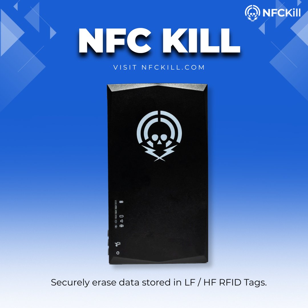 NFCkill's tweet photo. ⚡️Instantly deactivate LF (125–134kHz) &amp; HF (13.56MHz) RFID badges. The world’s only RFID tag deactivation tool. 
Get yours now🔗 https://t.co/Z0E6ugbm5b 
#NFCKill #pentesting #RFID #NFC https://t.co/bEB8EVPMQf