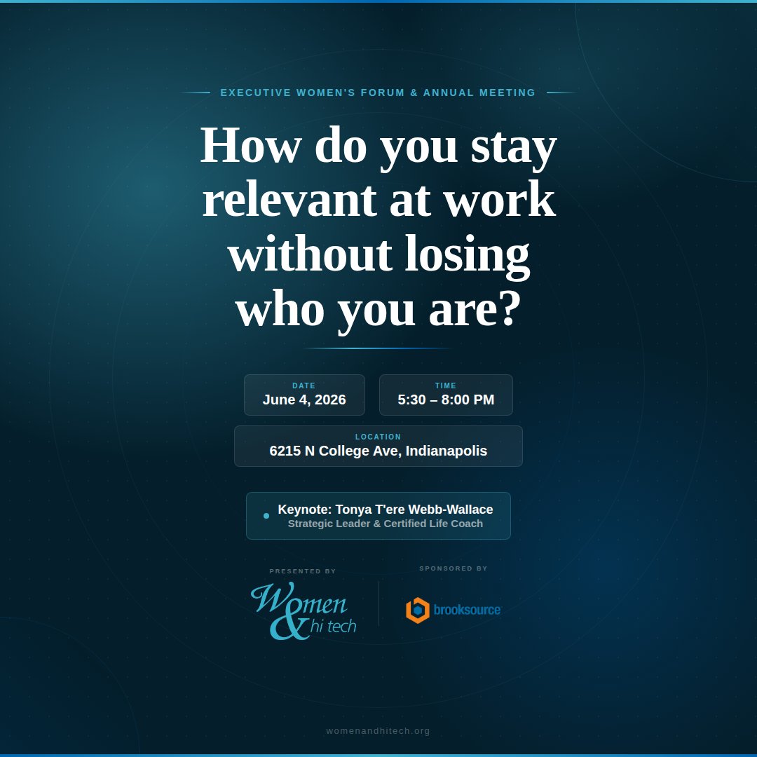 WomenandHiTech's tweet photo. Registration is closing for our June 4 Executive Women’s Forum and Annual Meeting!  
Register now: https://t.co/UcrX1XeKpU 

🗓️When: Thursday, June 4, 2026 | 5:30 PM – 8:00 PM 

📍 Where: Brooksource at Eight Eleven Group, 6215 N. College Ave, Indianapolis https://t.co/LpZRMzIQBg