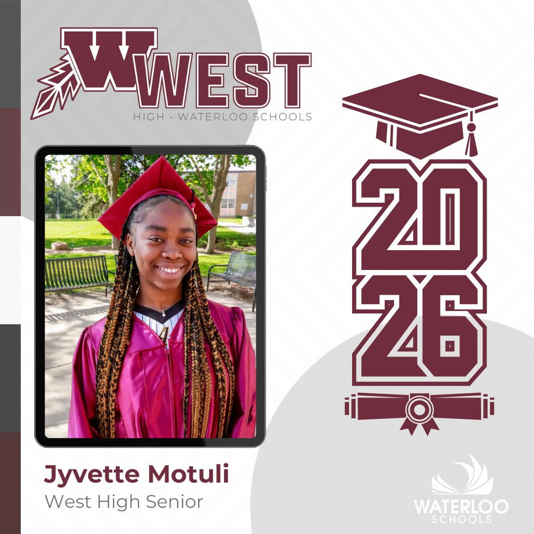 WaterlooSchools's tweet photo. Meet Jyvette Motuli, a resilient and determined member of the West High Class of 2026. For Jyvette, the high school experience has been Rewarding, as she turned the challenge of moving to a new country into a powerful story of success.
ㅤ  
Jyvette’s time at West was defined by incredible growth and perseverance. In just over a year, she utilized the school's tools to master a new language and excel in her studies. Her favorite memory is the immense feeling of achievement she felt after her first semester, realizing that all her hard work to adapt was officially paying off. This fall, Jyvette will begin her journey toward a healthcare career at Hawkeye Community College for Nursing, with plans to later transfer to the University of Northern Iowa (UNI) to complete her Bachelor’s degree.
ㅤ  
Reflecting on the preparation provided by West High, Jyvette shares: "West High provided an academic environment that helped me adapt to a new country. In only one year and a few months, the school gave me the tools to master the language and succeed in my courses."
ㅤ  
With a heart full of ambition, Jyvette encourages her fellow students to push past their hesitations: "My advice is don't let the fear of a new language or a difficult subject stop you. If you work hard and stay focused on your goals, you can  achieve anything, no matter where you start."
ㅤ  
I am a Wahawk! 🍎🏥
#WestHigh #ClassOf2026 #WahawkPride #FutureNurse #HawkeyeCC #UNI #WaterlooSchools #SeniorSpotlight
