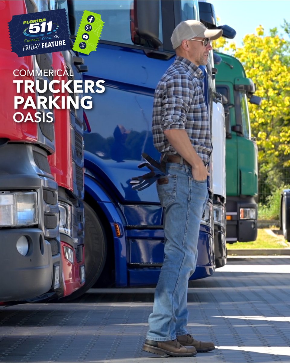 fl511_central's tweet photo. Commercial truck drivers, remember that FL511 shows you parking locations and the number of available spaces at designated rest areas along Florida highways and interstates. Visit https://t.co/Wbu7V6ZN7v or download the Florida 511 Mobile App to connect, know, and go. https://t.co/irX7eXEexe