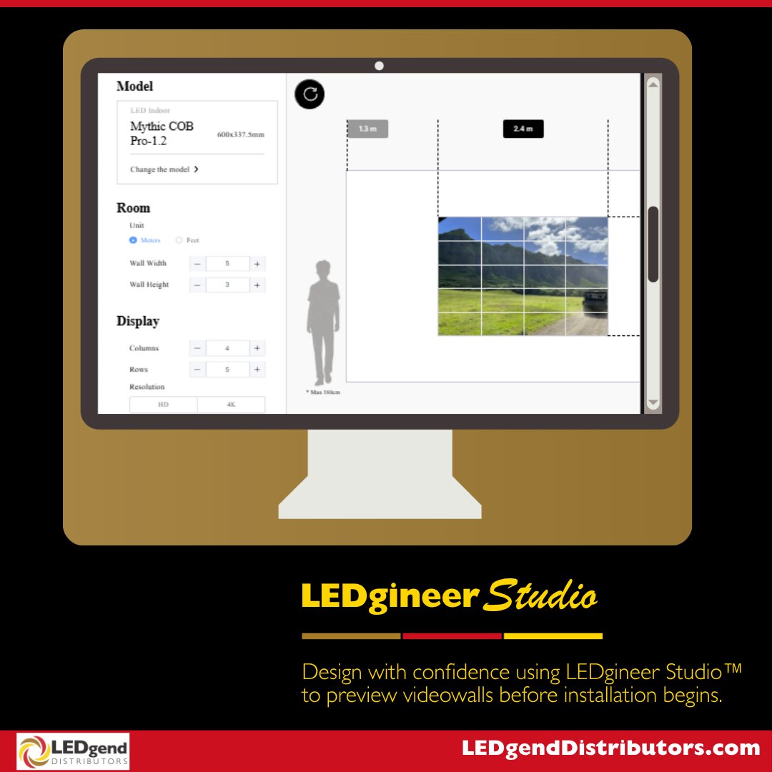 LEDgendDist's tweet photo. Plan smarter from the start. LEDgineer Studio™ helps you visualize videowalls upfront and reduce costly changes later. https://t.co/plBmeXGGBT
#LEDgendDistributors #dvLED #AVinstall #BeLEDgendary #LEDgineerStudio #AVTechnology #LEDInstallation #DisplaySolutions https://t.co/pCY7K1Gfjy