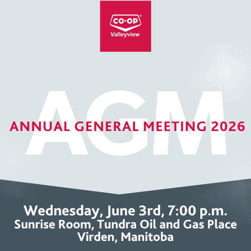 ValleyviewCoop's tweet photo. Don’t forget to register for the Valleyview Co-op Annual General Meeting. Registration closes Wednesday, June 3, at 12:00 p.m. Join us to hear updates from the Valleyview Co-op Board of Directors and GM. Registration available online or by phone. Visit https://t.co/w7Mx6zU3HP https://t.co/76mxtHEBf7