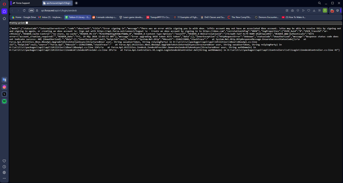 T2Tranquil's tweet photo. .@forza_support @ForzaHorizon 
My game keeps crashing as it connects to the server. AFTER I press start AND my username appears in the bottom corner of the screen. I tried to submit a ticket but something weird is happening with the website as well. Both screenshots are included. https://t.co/mwGpJN6C7V