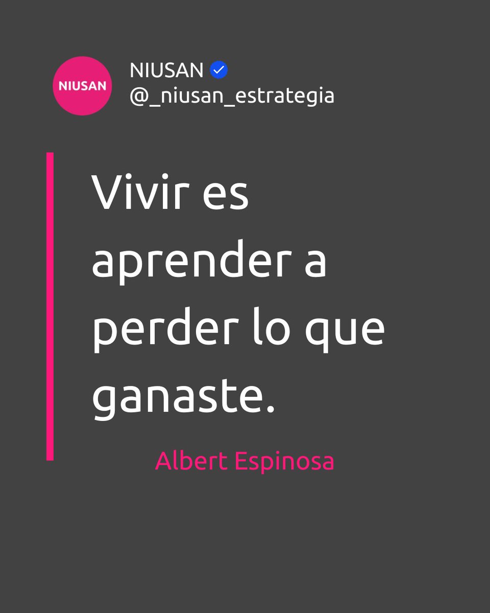 Niusan_'s tweet photo. Aprender a perder lo que ganaste no es FRACASAR, es la única forma de limpiar lastre para poder ESCALAR.
 
#liderazgo #bigfishers #estrategiaempresarial #mentalidad #niusan https://t.co/j2ATlP0tnY