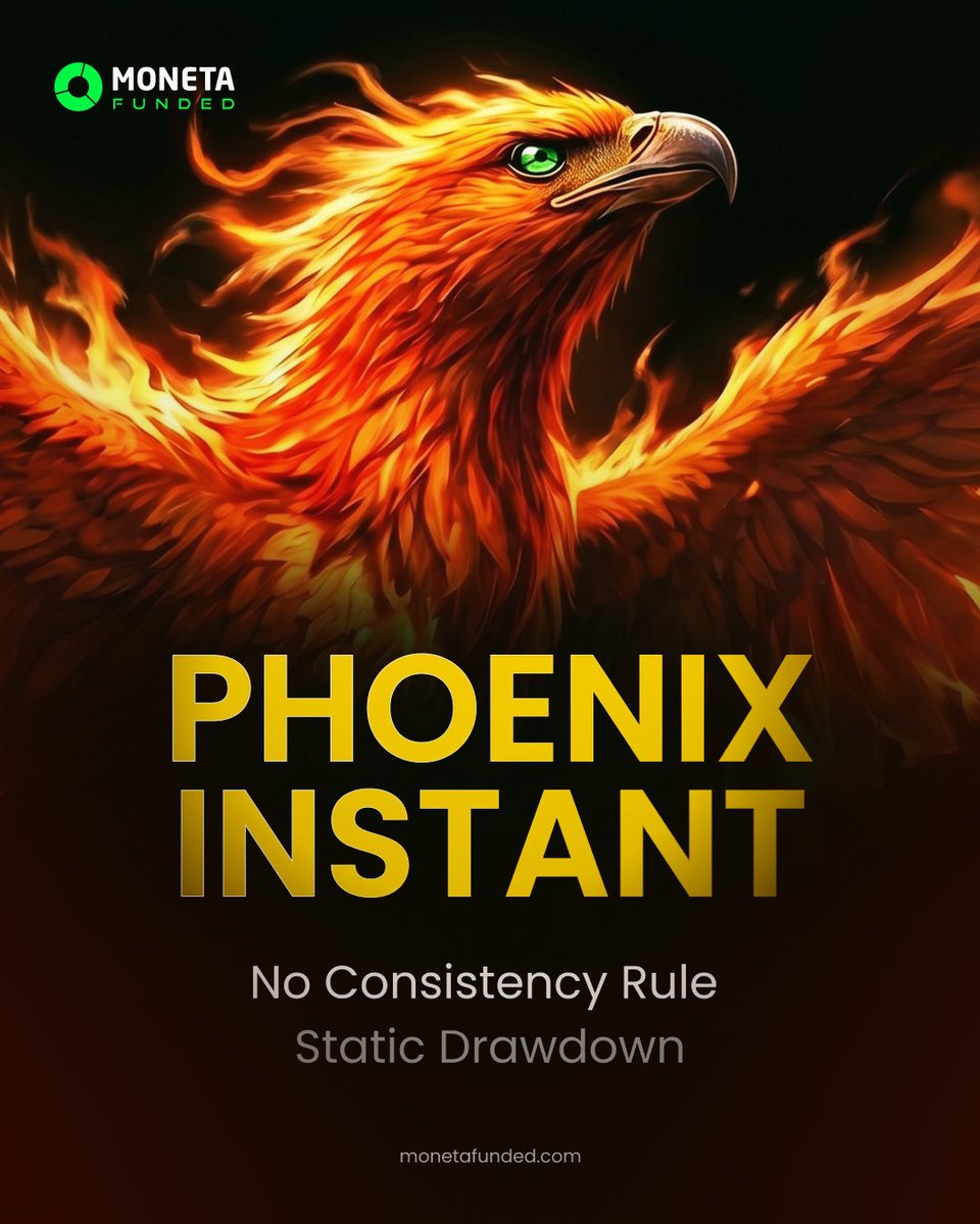 MonetaFunded's tweet photo. Phoenix Instant is here. ‍🔥

✅ No consistency rule. 
✅Static drawdown. 
✅ And the ability to keep doubling your account all the way up to $2M.

Know more: https://t.co/YlazPsc38K