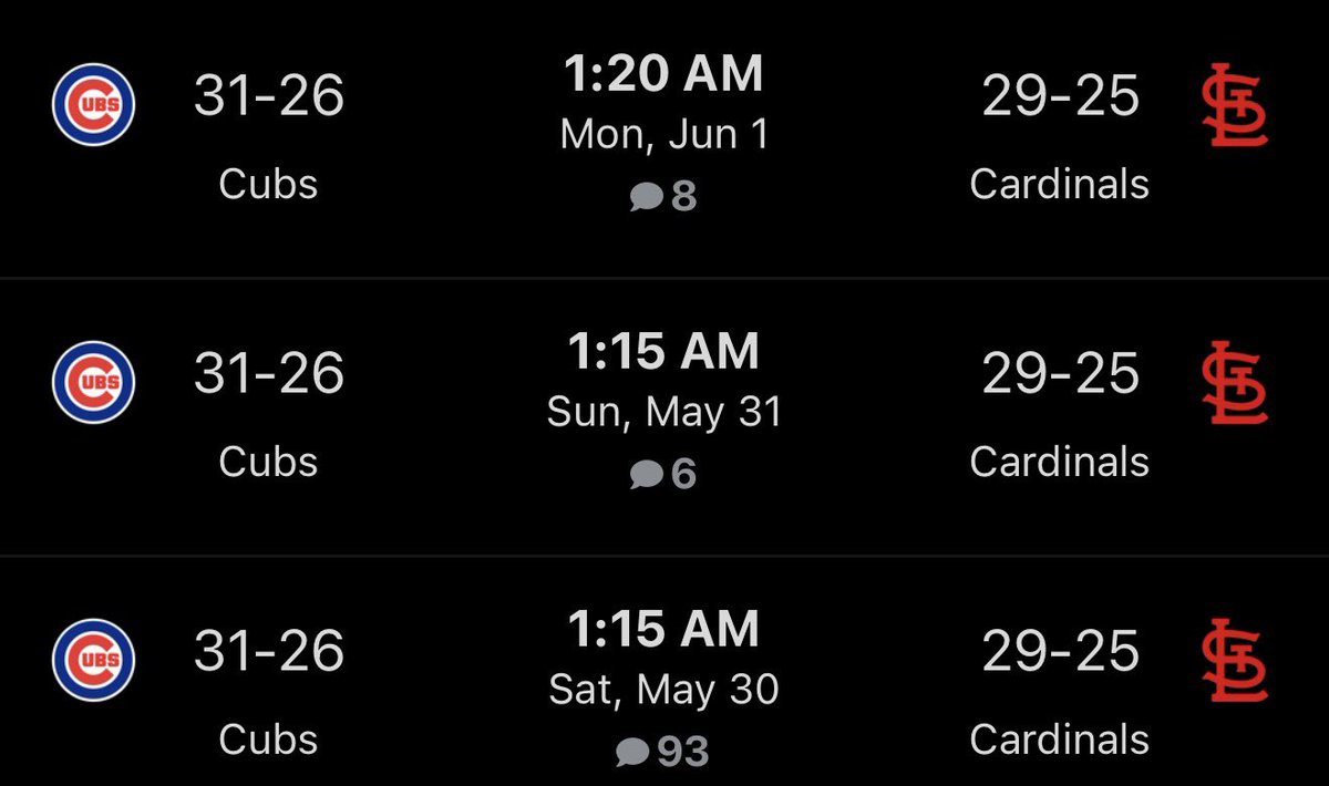 CardinalSTLMuse's tweet photo. Cardinals need a series win badly…

Series predictions: https://t.co/TxOtUcbdoA