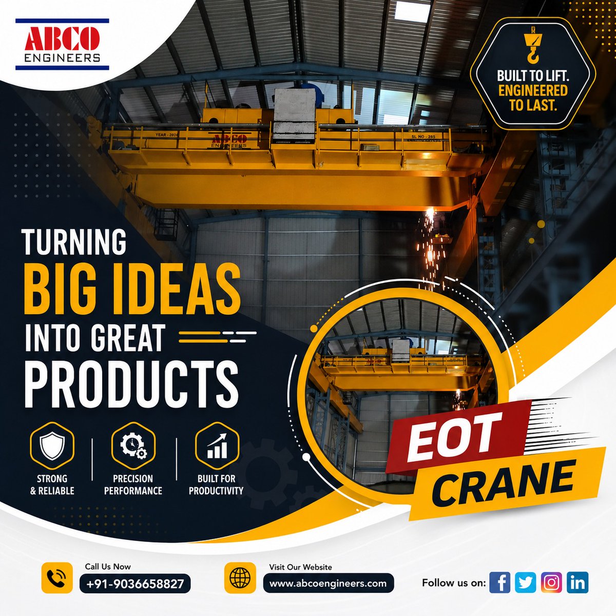 ABCOEngineer's tweet photo. Lift your business to greater heights with high-performance EOT Cranes from ABCO Engineers. 

Built to Lift. Engineered to Last.

📞 +91-9036658827
🌐 https://t.co/zk6BSb7jLH

#ABCOEngineers #EOTCrane #IndustrialSolutions #MaterialHandling #HeavyDutyCranes #EngineeringExcellenc https://t.co/IIV9w3ZLdA