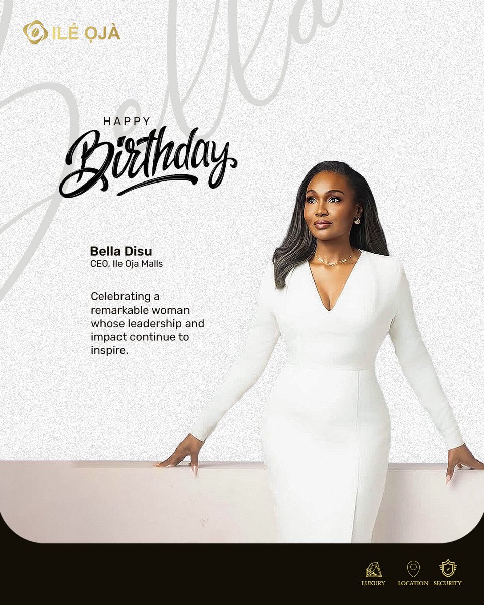 ileojamalls's tweet photo. Today, we celebrate a woman whose vision, leadership, and grace continue to inspire meaningful impacts.

Wishing you a beautiful year filled with continued success, happiness, and fulfilment.

#HappyBirthdayBellaDisu #WomenWhoLead #BellaDisu #WomenOfImpact https://t.co/mzulY4p6dx