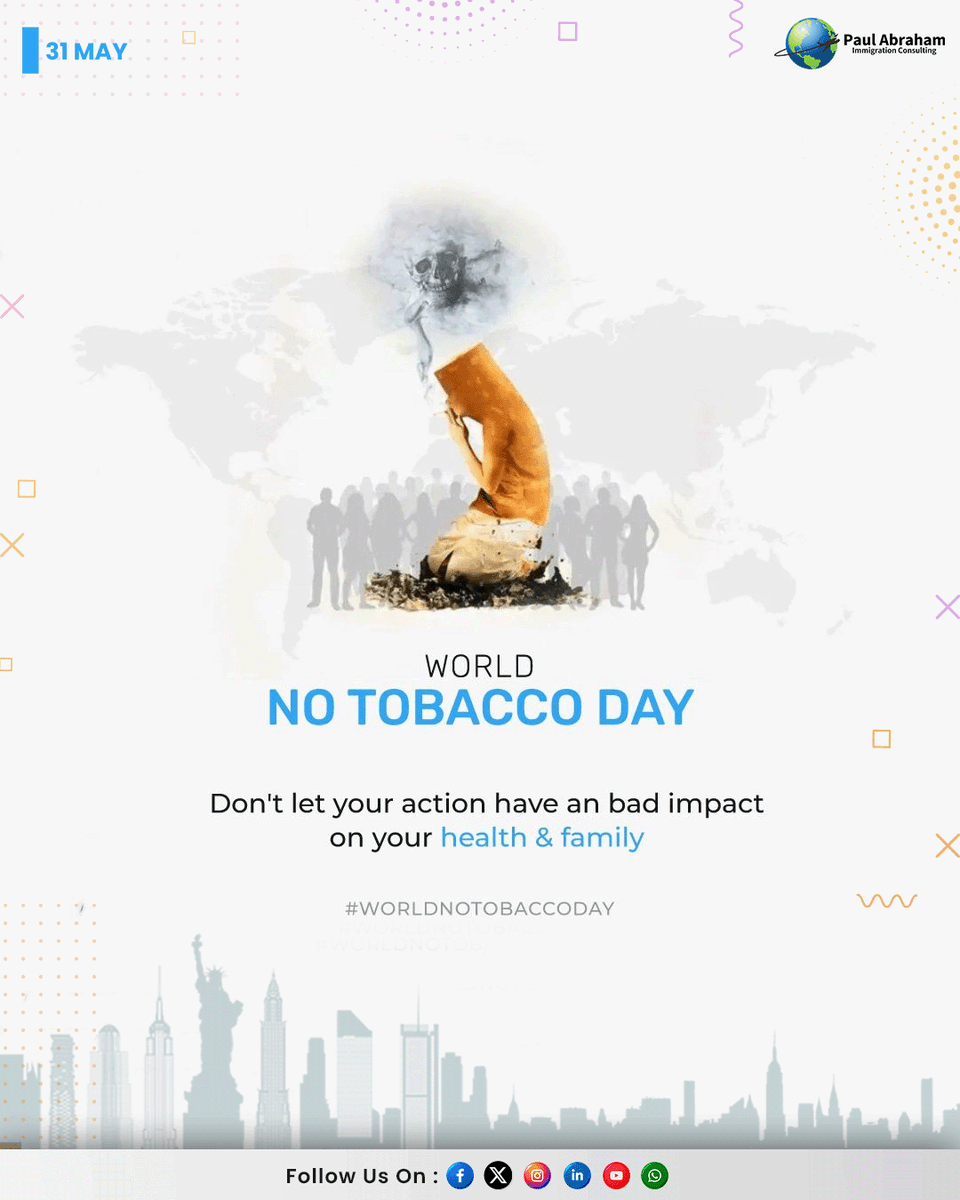 ImmigrationPaul's tweet photo. A tobacco-free life starts with one choice. 🚭
This World No Tobacco Day, choose wellness, fresh air, and a healthier tomorrow. 💚

#WorldNoTobaccoDay #SayNoToTobacco #healthylivinglifestyle #LiveHealthy
#healthyhabitsdaily https://t.co/Qlq7JxNjic