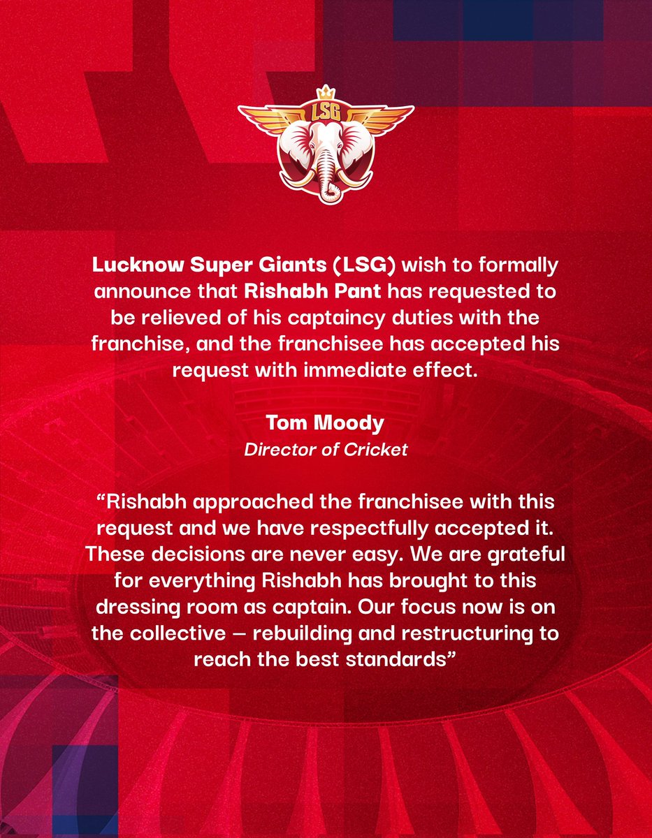 prabhakar099's tweet photo. Here's what LSG's Director of Cricket Tom Moody said about Rishabh Pant stepping down as captain 🗣️

#IPL2026 #RishabhPant https://t.co/smBO2Hv6Gr