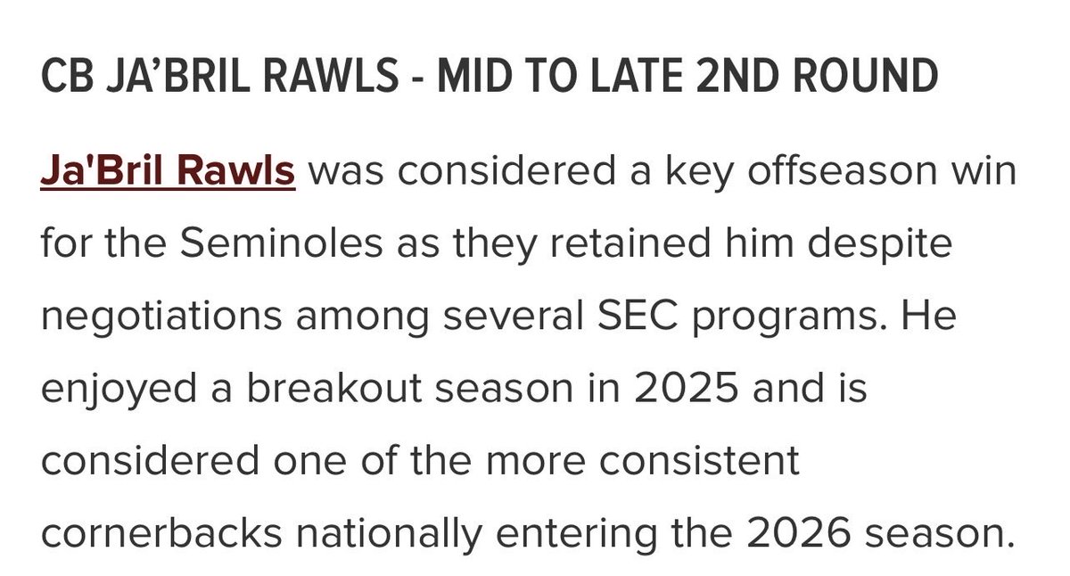 tothagrave3's tweet photo. Couple noles with early draft grades 🍢🍢 https://t.co/cLrlPj3VUL