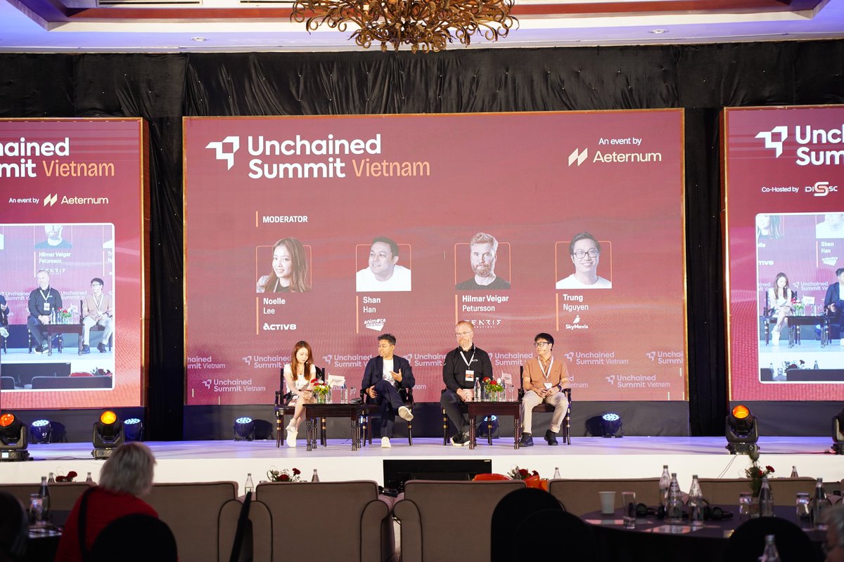 UnchainedSummit's tweet photo. The conversation around mainstream Web3 adoption continued at #UnchainedSummitVietnam.

Leaders from @animocabrands, @FenrisCreations, @SkyMavisHQ, and @activ8lab came together to discuss what it takes to build products that resonate beyond crypto-native audiences and reach the next wave of users.

The panel brought valuable perspectives from across gaming, consumer applications, and ecosystem development, highlighting where the industry is heading next.

#EventbyAeternum #Web3Gaming #ConsumerAdoption #Web3 #CryptoConferences #VietnamWeb3