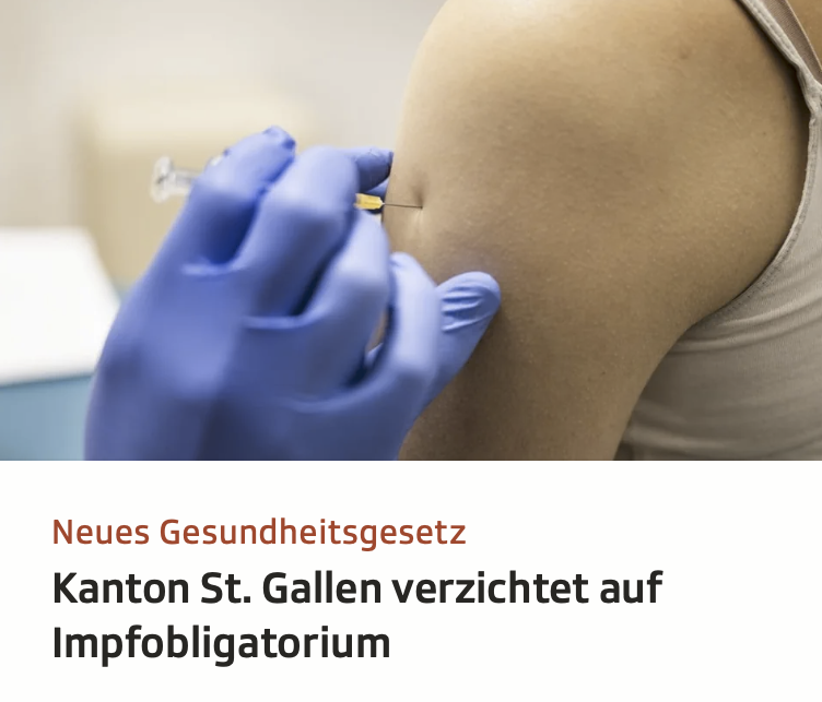 ABFSchweiz's tweet photo. 🇨🇭Widerstand wirkt!
St. Regierung kippt Impfobligatorium wieder aus Gesetz

❗️AKTUELL: Umstrittene Impfpflicht mit CHF 50'000 Busse in Zürcher Gesundheitsgesetz: «Gesundheitsgesetz Kanton Zürich: Kein Impfobligatorium mit Strafbestimmung»
👉 Hier die aktuelle Petition dazu unterschreiben: https://t.co/zgLBrFCnXP

🔺Mehr Informationen zu den kantonalen Gesundheitsgesetzen https://t.co/SozY51lYRT

🔺Die St. Galler Regierung hat das neue Gesundheitsgesetz verabschiedet.
🔺Das geplante Impfobligatorium wurde nach grossem Widerstand aus dem Gesetz gestrichen.
🔺Die Wahrscheinlichkeit sei gering, dass eine Impfpflicht effektiv zur Anwendung komme, sagt die Regierung nun.

👉 Der neue Vorschlag (ohne Impfpflicht) kommt nun ins St. Galler Kantonsparlament.

"Bald zeichnete sich ab, dass die Gesetzesvorlage in dieser Form chancenlos bleiben dürfte. Schon nach der Vernehmlassung deutete die Regierung an, den Passus möglicherweise wieder zu streichen. Nun verzichtet sie definitiv auf die Regelung. «Ausschlaggebend war dabei auch die aus heutiger Sicht geringe Wahrscheinlichkeit, dass eine Impfpflicht effektiv zur Anwendung käme», heisst es in einer Mitteilung von heute Vormittag."
Quelle: SRF online https://t.co/WBJFRHx8nX

https://t.co/NkA7rHVtOZ🇨🇭 #Hantavirus #WHO #Tedros #IGV #InternationaleGesundheitsvorschriften #Epidemiengesetz #EpG #Schweiz #Gesundheitspolitik #Souveränität #ABFSchweiz #WHOReform #Pandemievertrag #Gesundheitsrecht #Transparenz

@RWyssmann
@SHomburg
@MagnetStefan
@tkp_at
@freielisteZueri
@zauberberg188
@PhGut
@Weltwoche
@AufrechtBern
@FreielisteZH
@VB_Schweiz
@AufrechtSchweiz
@EDUSchweiz