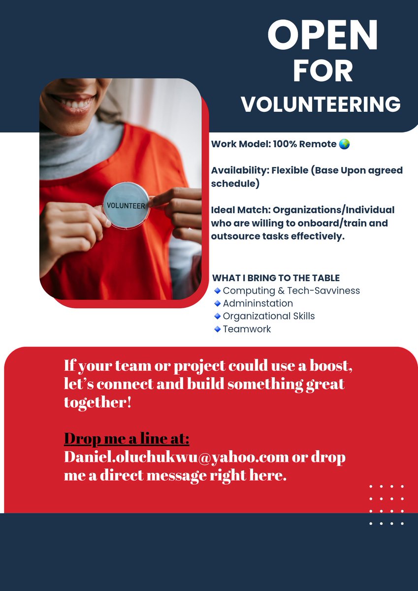 egbodan's tweet photo. 📧 Drop me a line at: daniel.oluchukwu@yahoo.com
📥 Or feel free to send me a direct message right here!
​#Volunteering #RemoteWork #AdminSupport #VirtualAssistant #SkillBuilding #OpenToWork #CommunitySupport https://t.co/TIV1mswyCR