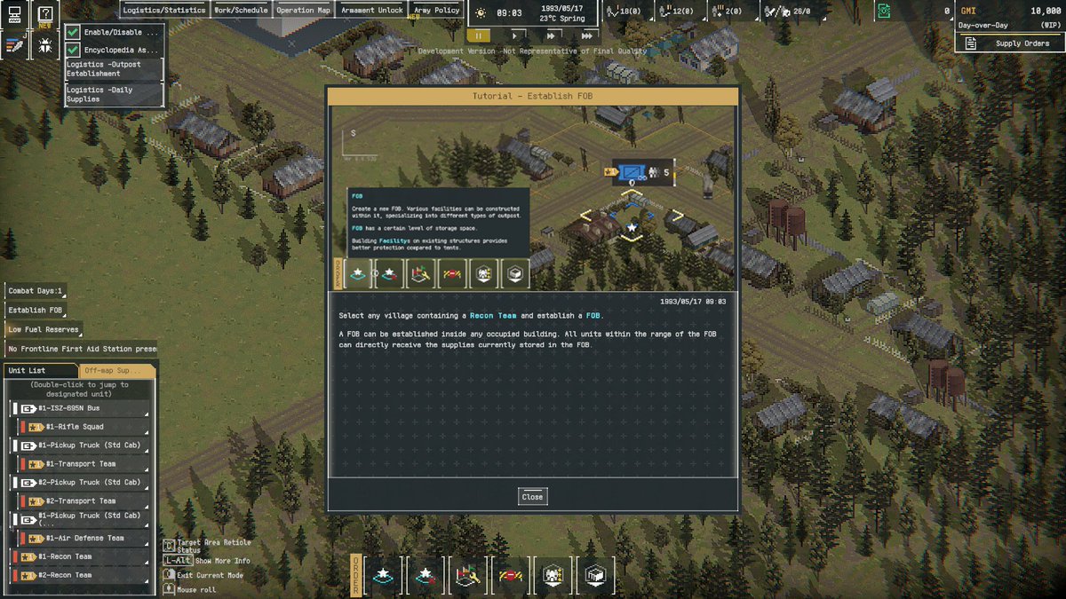 LogistFrontline's tweet photo. Gradually reworking the tutorial section. New image-based guidance will be added to cover more in-game systems. 
Bug fixes will roll out in segmented patches alongside the tutorial rework.
#indiedev #indiegames #インディーゲーム #gamedev #pixelart https://t.co/UL7czWtGHC