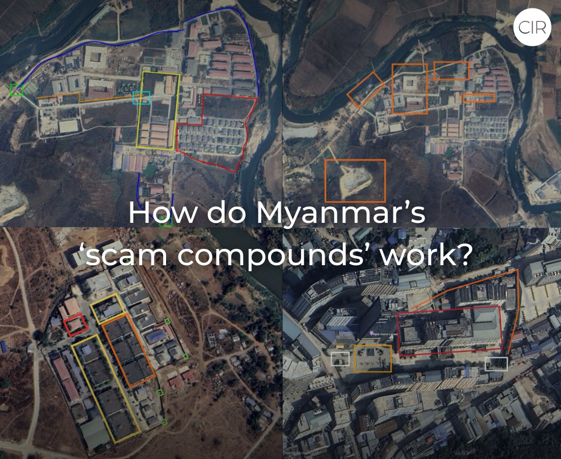 Cen4infoRes's tweet photo. Passports confiscated on arrival. Fraud quotas assigned. Workers sold between compounds when they underperform. Electric shocks and food deprivation used as punishment.

These are the conditions inside Myanmar’s scam compounds: facilities where people are held against their will and forced to conduct online fraud targeting victims around the world. Myanmar Witness has been monitoring them since the 2021 military coup. 

Today we publish an explainer drawing on that research, documenting what these sites are, where they are, how people are trafficked into them, and what the evidence shows about conditions inside. 1/4