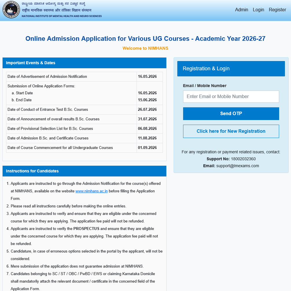 justgetmbbs's tweet photo. Registration opened for UG courses at NIMHANS, Bangalore. Courses offered: BSc. Nursing, BSc. Medical Imaging Technology, BSc. Anaesthesia Technology &amp; BSc. Clinical Neurophysiology Technology.

Admission based on entrance test by NIMHANS.

Notification: https://t.co/lSZTkdqORv https://t.co/yGgIuZ7Fm6