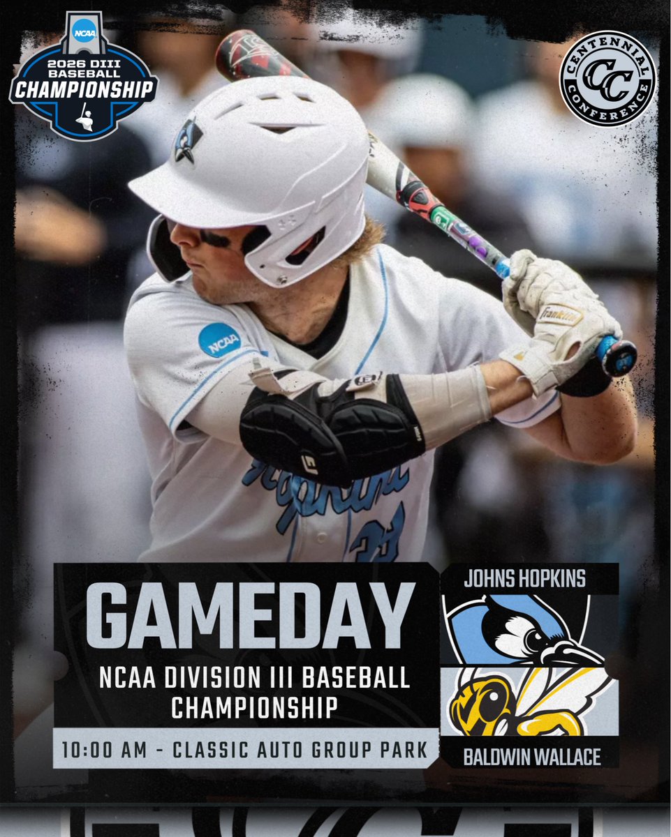 CentennialConf's tweet photo. BASE | NCAA DIII CWS
@JHUBaseball
π Baldwin Wallace
β° 10:00 am
π Classic Auto Group Park
πΉπ https://t.co/W54irziMAo
#CentConf #CCbase #d3base https://t.co/f4beRjkhGJ